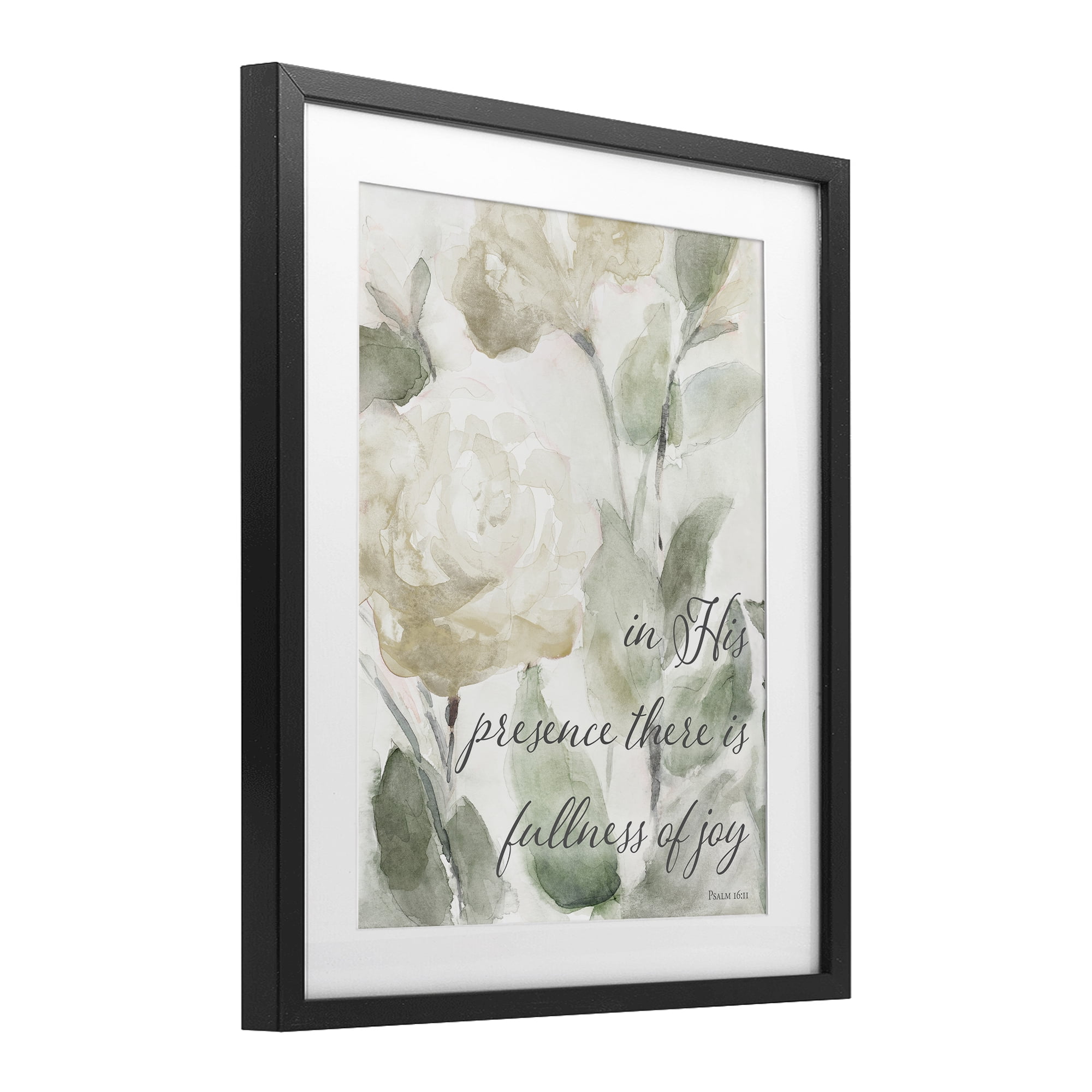 Stupell Industries His Presence Floral Scripture Black Framed Print Under Glass, design by Lanie Loreth