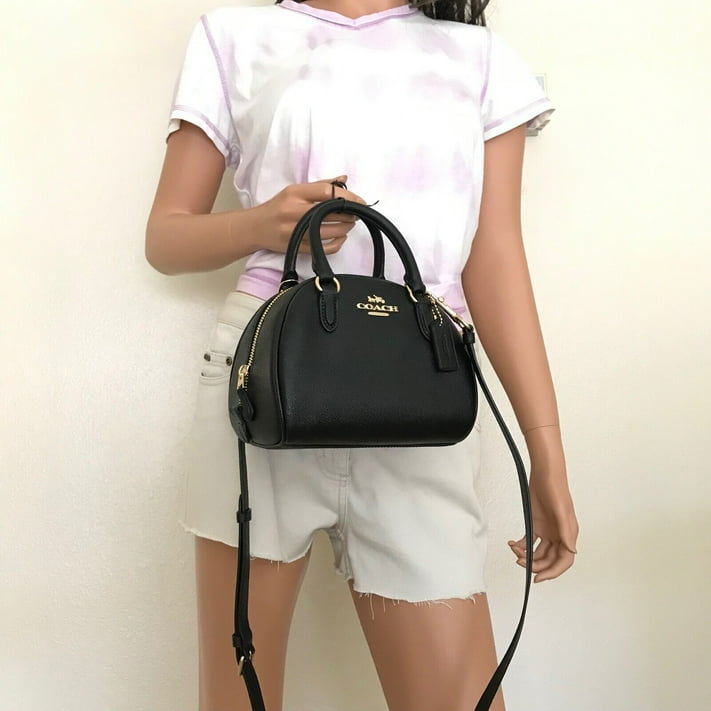 Coach CA202 Sydney Satchel Crossbody bag In Crossgrain Leather Black