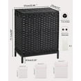 thumbnail image 5 of Laundry Hamper with Lid, 112 L Handwoven Rattan Wicker Laundry Basket, 2 Removable Liner Bags Metal Heightened Feet, 6 Mesh Bags, 2 Section Large Clothes Hamper for Bathroom Bedroom, Black, 5 of 14