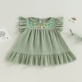 thumbnail image 2 of MesaSe Robe d'Été en Lin pour Bébé Fille Manches Volantes Col Rond Broderie Florale Robe Princesse, 2 of 9
