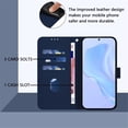 thumbnail image 3 of Wallet Case Compatible for iPhone Air, PU Leather Magnetic Closure Protective Flip Folio Case with 3 Card Holder and Wrist Strap Cover Women Men,Navy Blue,For iPhone Air, 3 of 10