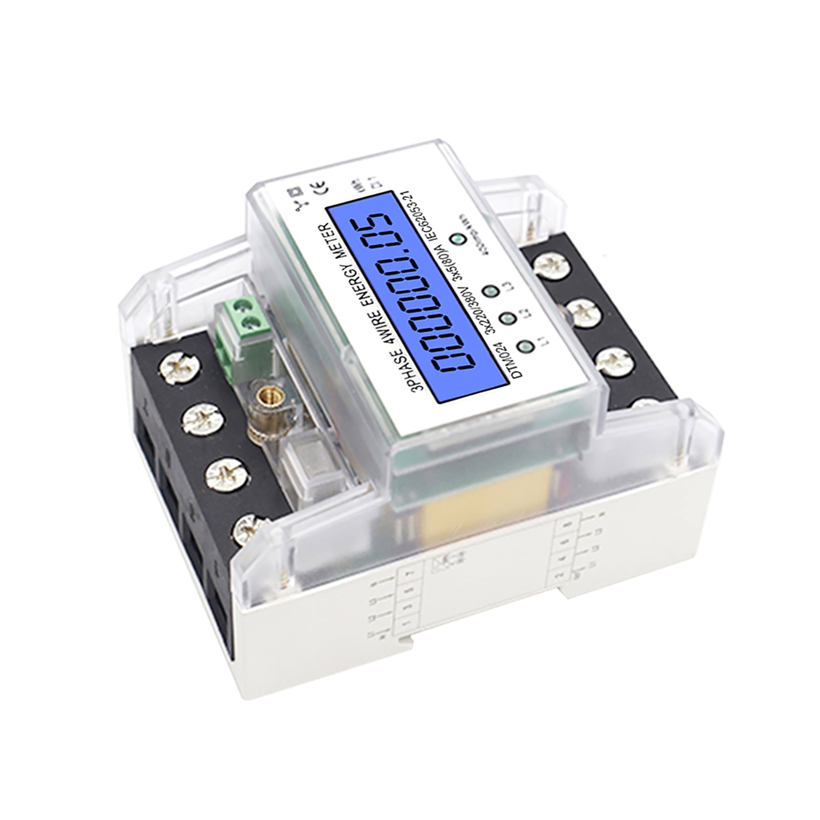 Meters 3 Phase 4 Wire Energy Meter 220/380V 5-80A Energy Consumption KWh Meter DIN Rail Installation Digital Electric Power Meter With LCD Backlight Display