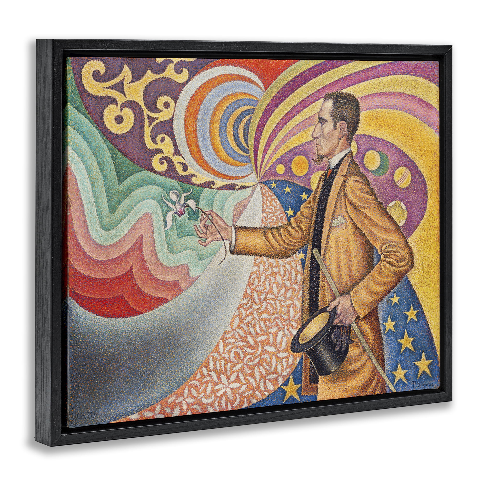 Stupell Industries Classical Georges Signac Painting People Painting Black Floater Framed Canvas Art Print Wall Art, 21 x 17