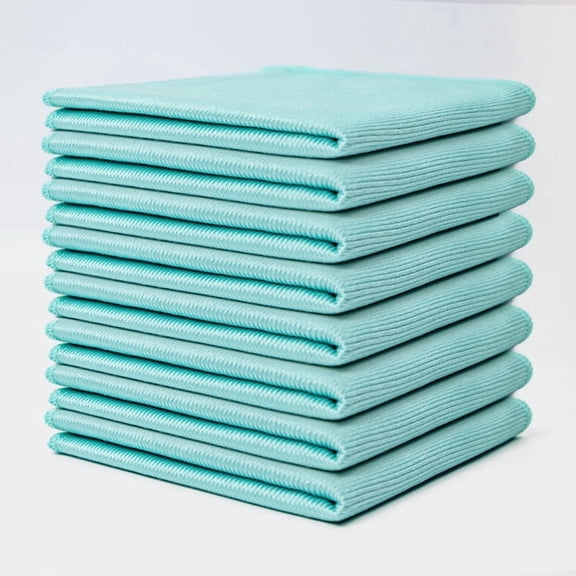 8 Pack Microfiber Glass Cleaning Cloth, 12 Inch X 12 Inch, Lint Free Quickly Clean Window, Glasses, Windshields, Mirrors, and Stainless Steel, Green