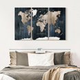 thumbnail image 4 of Elephant Stock Aged Wooden World Map Wall Art - Horizontal Multi Panel Canvas - Living Room Wall Decor - Map Multi Panel - White And Beige Decor - 50" x 32", 4 of 5