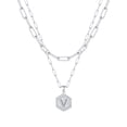 thumbnail image 1 of Kcodviy 26 Collier Hexagone initial Bijoux pour Femmes pour Femmes Colliers pour Colliers Courts pour Femmes A Z 26 Colliers Superposables pour Femmes Alphabet initial Colliers Argentés pour Femmes, 1 of 4