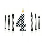 wuyuhangppo 7Pcs Birthday Candles Set,Cake Numeral Candles,Racing Cars Themed Birthday Candles for Cake Candle Checkered Decoration