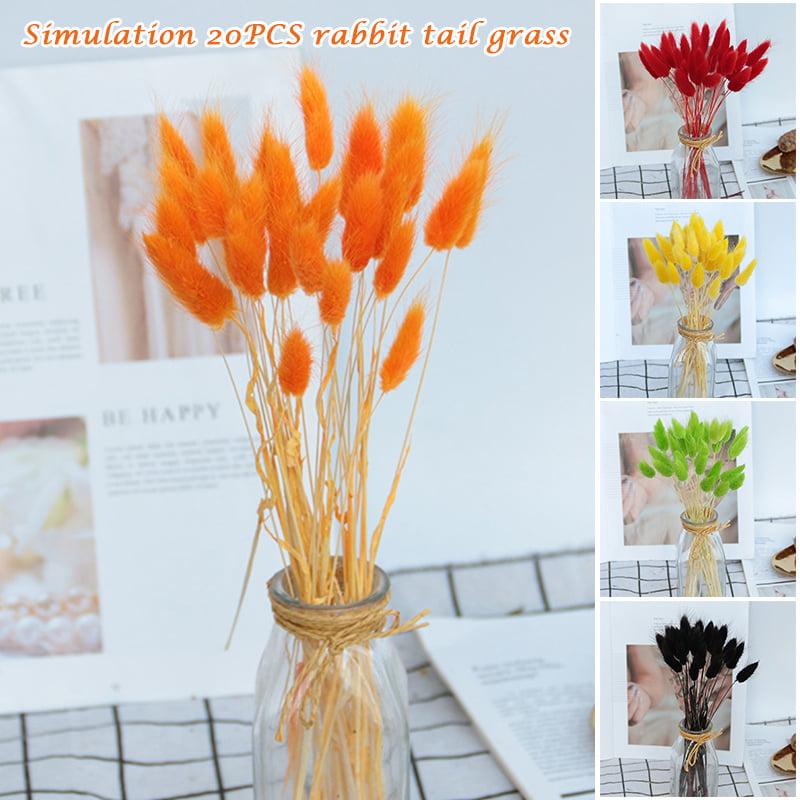 20pcs Colorful Artificial Dried Flowers Rabbit Tail Grass Bouquet Long Bunches~ 