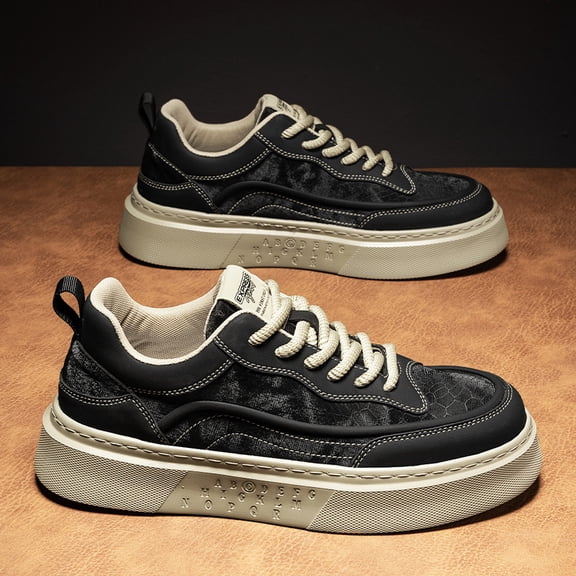 Men'S Lightweight Sneakers - Beige/ Everyday & Formal Wear - Minimalist Modern Design, Gym Footwear, Sleek Style , Lace-Up Shoes with Cushioned PVC Sole, Synthetic Upper - Low-Top Sneakers for Gym,