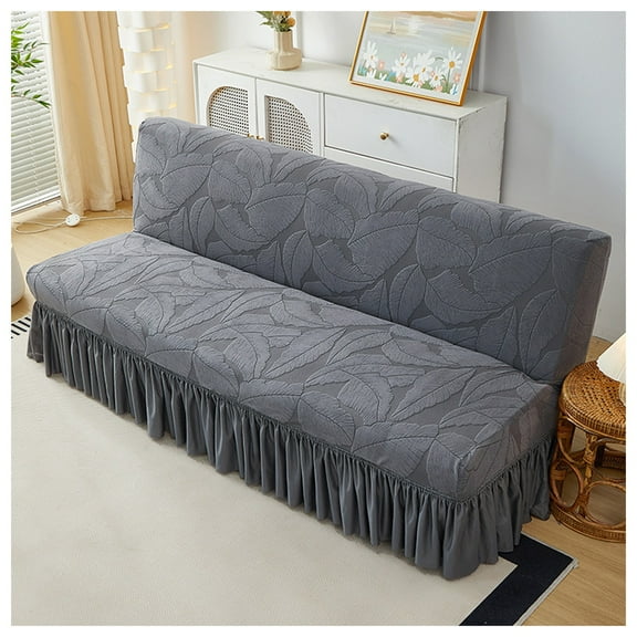 Armless sofa bed covers, velvet futon sofa cover stretch, with skirt, anti-slip sofa cover, sofa protective cover, furniture protector