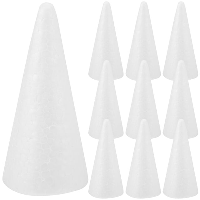 Miangastore Polystyrene Tree Cone White 10Pcs 6.1X2.6X2.6In