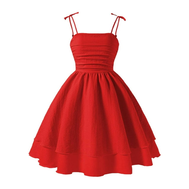 TIEVOSA Robe d'Été Fille Couleur Unie avec Nœud Papillon Sans Manches pour Enfants