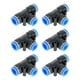thumbnail image 1 of Conectores de aire de empuje únicos Bargains 1/2"x3/8"x1/2" en forma de T, 6 piezas de plástico azul y negro, 1 of 1