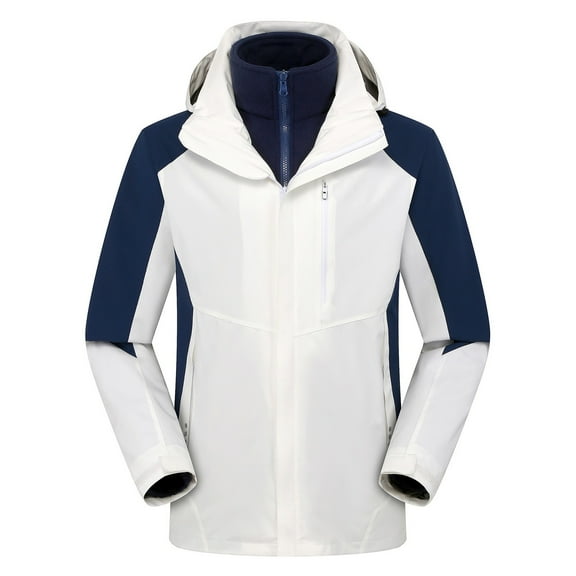 BLVB Women's 3-in-1 Skiing Jacket Outdoor Waterproof Mountain Snowboarding Outerwear with Inner Warm Fleece Coat