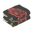 thumbnail image 3 of joogoo 2 PCs Hand Towels Sets Rose on Skull Hand Cotton Face Towel Bathroom Decorative, 3 of 7