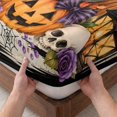 thumbnail image 3 of Cal.King Size Fitted Sheet Set - Halloween 3 Piece Bedding Sets 16" Deep Pocket Fitted Sheet with 2 Pillowcases, Fall Pumpkins Ghost Floral Bats Witch Hat Beige Brushed Microfiber Hotel Bed Sheets, 3 of 9