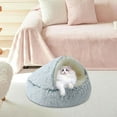 thumbnail image 1 of Lit Semi-Fermé pour Chat d'Hiver pour Usage Intérieur avec style de Remplissage pour un Repos Confortable, 1 of 5