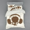 thumbnail image 2 of Ambesonne Music Bedding Set 3 Pcs, DJ Grunge Retro Skull, Twin, Pale Caramel Cream, 2 of 3
