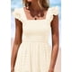 thumbnail image 5 of Vestido largo PRETTYGARDEN para mujer con cuello cuadrado y ojales, color beige, 5 of 9