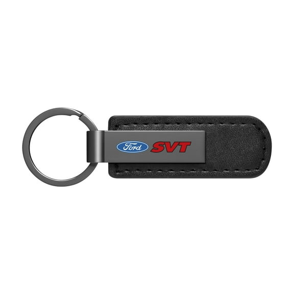 Ford SVT Black PU Leather Strap Black Metal Bar LED Printed Logo Key Chain