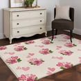 thumbnail image 3 of Area Rugs 2.7'x5', Pink Roses Carpet for Living Room Bedroom Dining Room, Valentine's Day Love Flowers Beige Rustic Throw Kitchen Rugs Non Slip Washable Rectangle Indoor Outdoor Rugs, 3 of 8