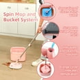 thumbnail image 2 of INWEJIA Spin Mop and Bucket Set with Telescopic Stainless Steel Handle, Pink, 6-Piece, 2 of 9