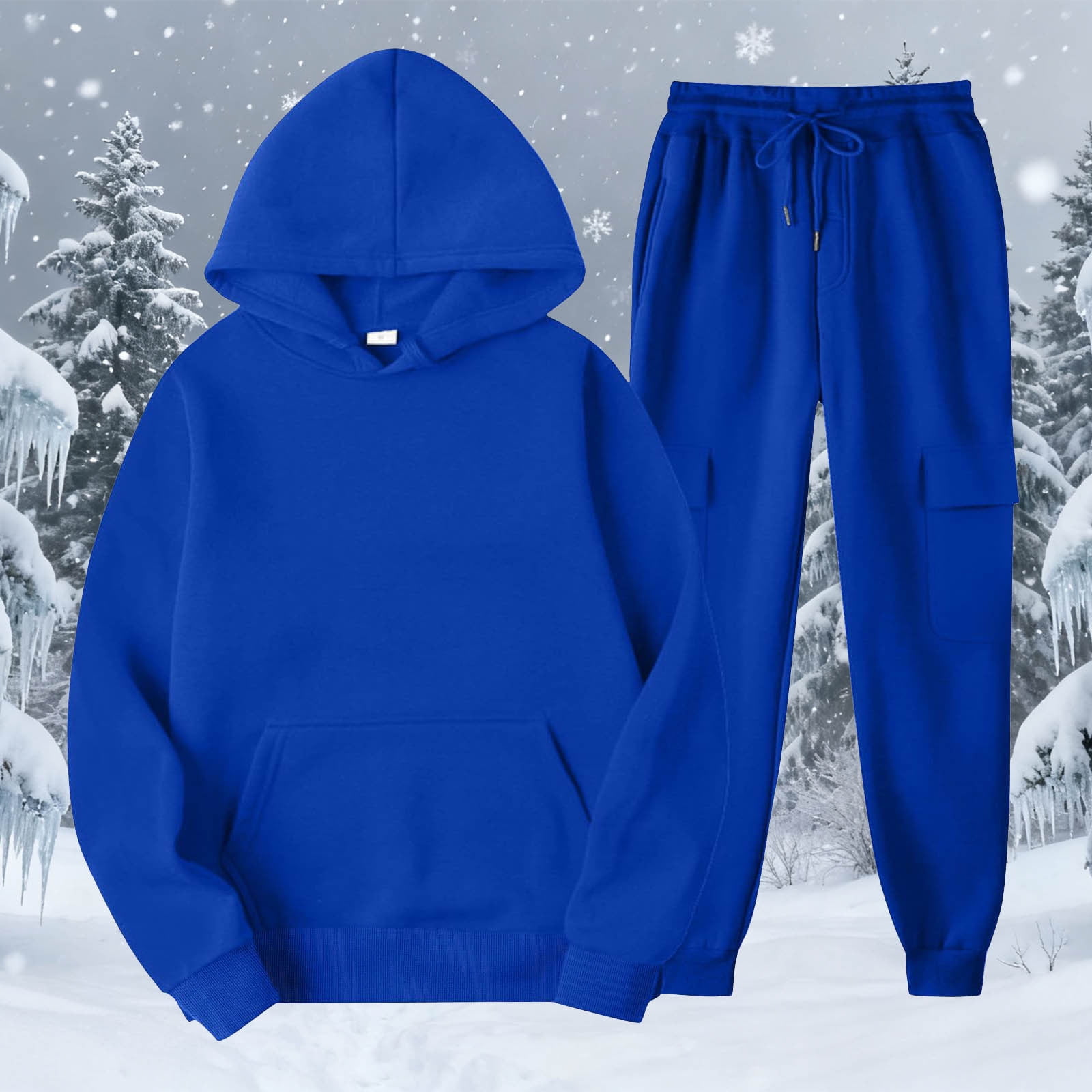Bloomae Fashion Hoodie Sweatsuits Women 2 Piece Jogger Outfits Lounge Two Piece Sets Hooded Pullover Sweatshirts Sweatpants Lightweight Hoodies Tracksuits with Pockets Blue L