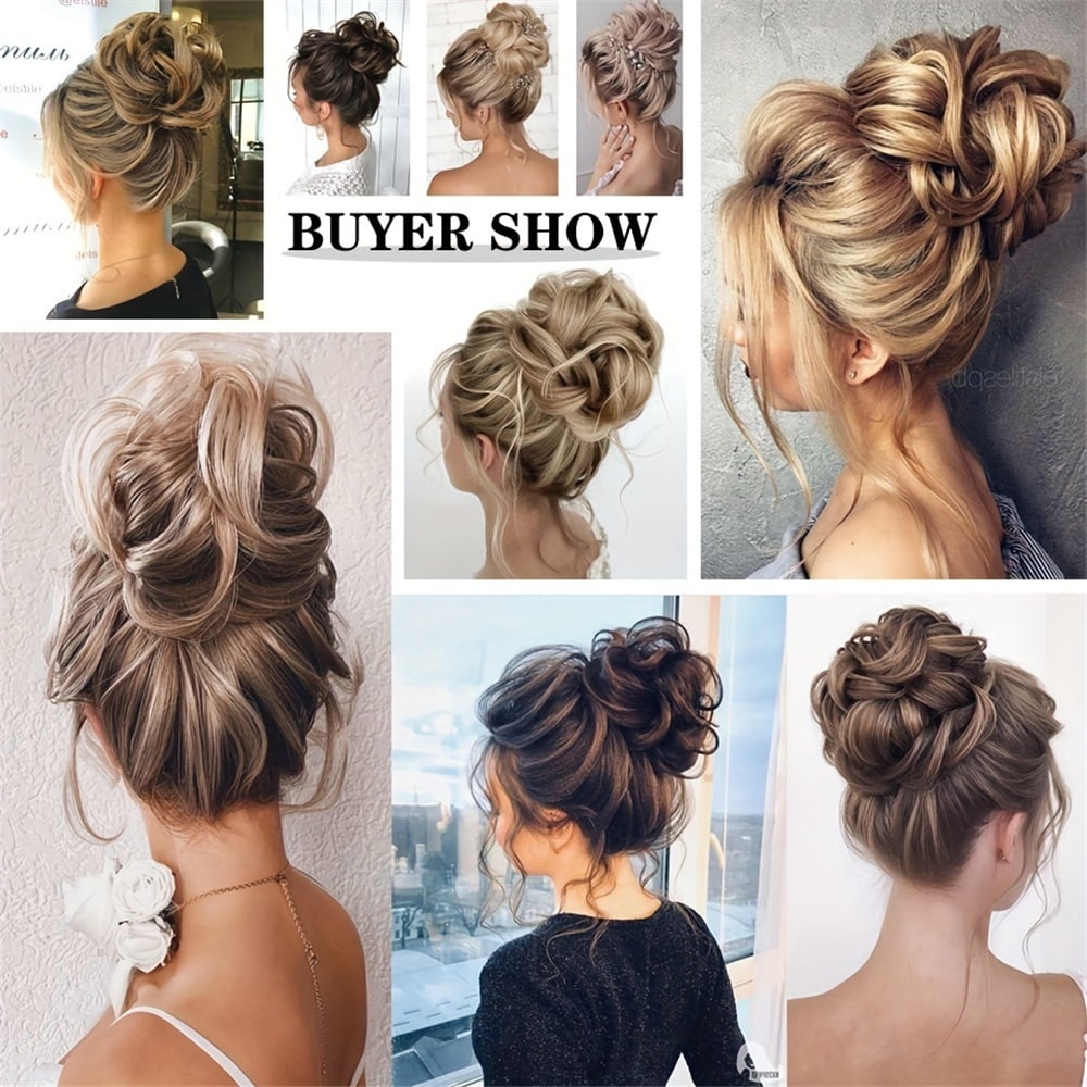 Messy Bun Hair Piece Wavy Curly Scrunchies with Elastic Band Fluffy Chignon Ponytail Hairpieces