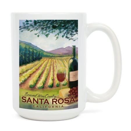 

15 fl oz Ceramic Mug Santa Rosa California Sonoma County Wine Country Dishwasher & Microwave Safe