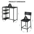 thumbnail image 4 of Ktaxon 3 Pieces Dining Table Set for 2, Counter Height Bar Table Set with Storage Shelves, Pub Table and Padded Chairs for Dining Room, Kitchen, Modern Black, 4 of 9