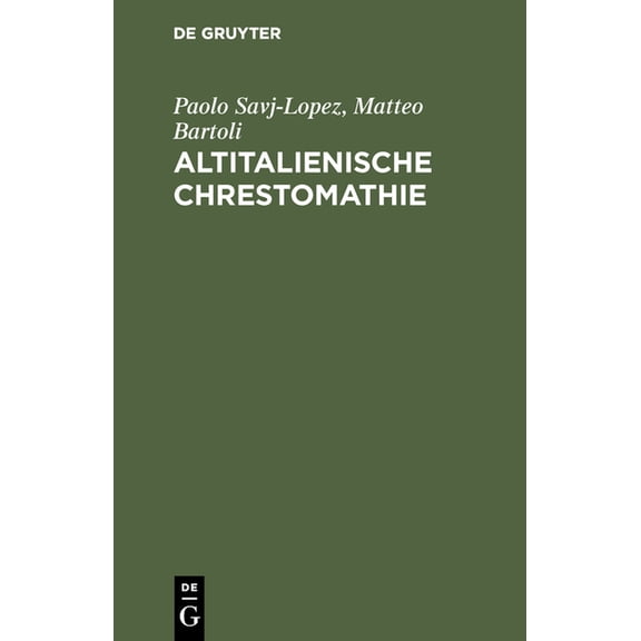 Altitalienische Chrestomathie, (Hardcover)