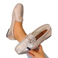 thumbnail image 2 of Satin Bow Pumps,Champagne Dress Heels,Pointed Toe Block Heels,Women Satin Bow Pointed Toe Block Heel Pumps Champagne Slip On Dress Heels for Wedding Party,Champagne 5.5, 2 of 8