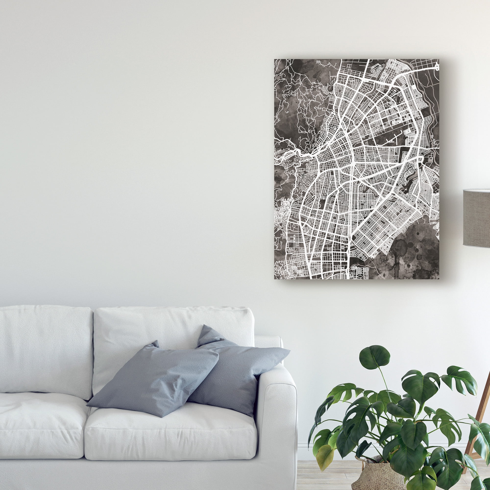 Trademark Fine Art 'Cali Colombia City Map Black' Canvas Art by Michael Tompsett