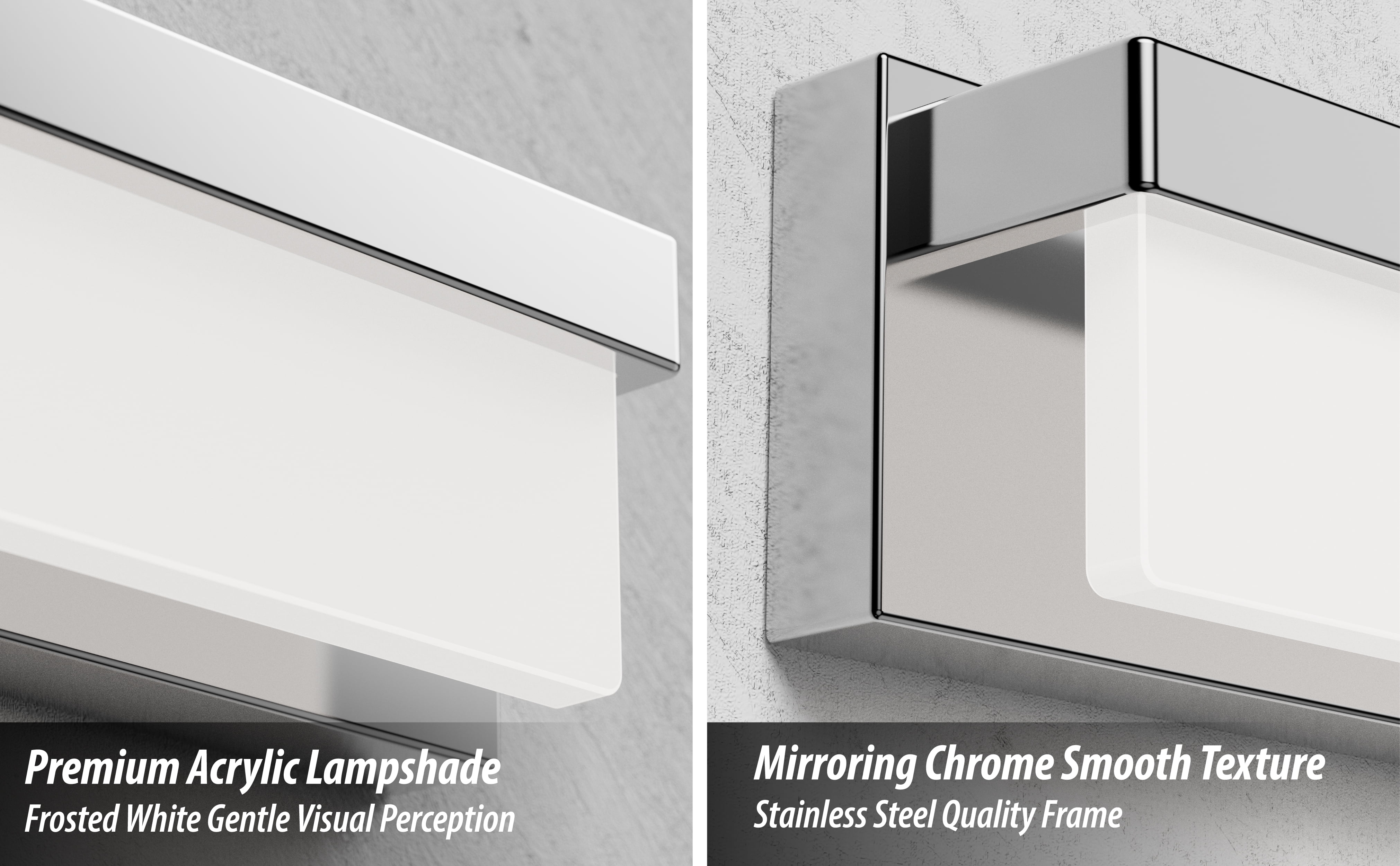 LIGHTINN 24.4" LED Bathroom Vanity Light Fixture Rectangle LED Bath Bar Modern Lighting Bar Bathroom Over Mirror Light (Chrome)