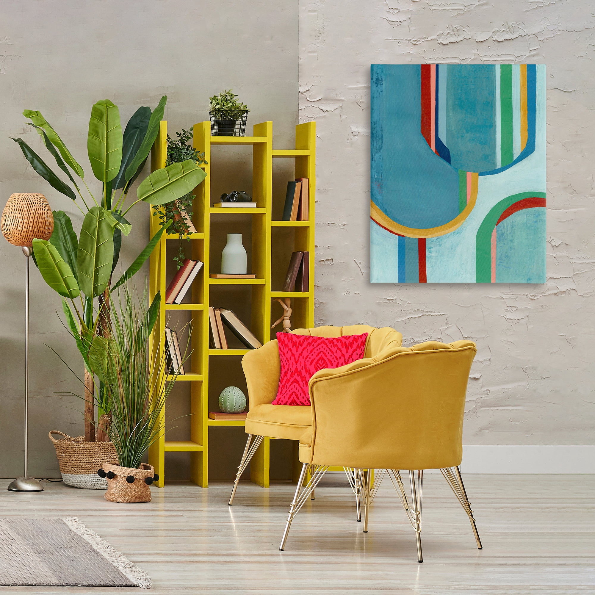 Stupell Industries Blue Striped Arches Abstract Painting Gallery Wrapped Canvas Art Print Wall Art, 30 x 40
