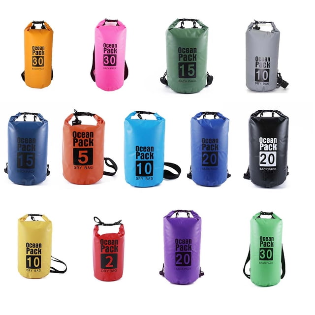 Waterproof Bags Multifunctional Outdoor Backpack Large-Capacity Equipment Foldable Kayak Rafting Bag Pool Beach Sports Green 30L Shoulders