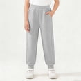 thumbnail image 2 of Girls Jogger Pants Gray Kids Sweatpants Elastic Waist Ribbed Ankle Cuffs Play School Pants for Girls 3-13 Years,Size 3-4 T, 2 of 6