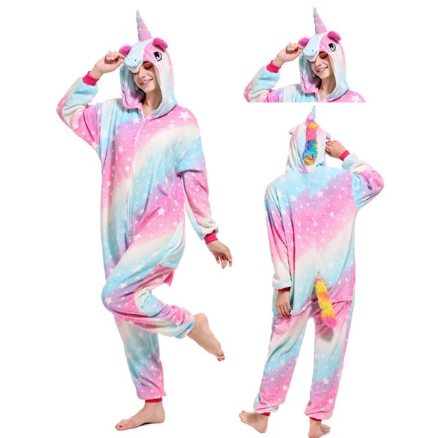 Pijamas de franela de dibujos animados para hombres y mujeres, ropa de dormir Unisex, mono de unicornio, Kigurumi Totoro, disfraces de Anime para adultos, Invierno