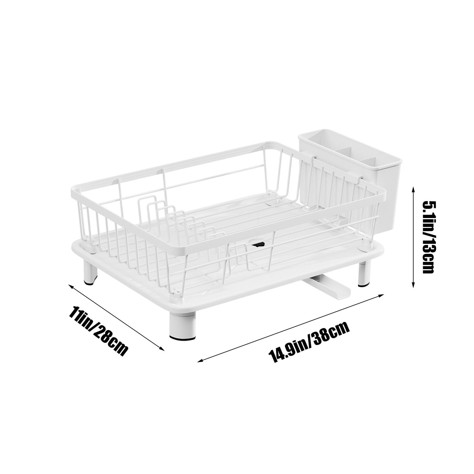 Bxaolu Small Dish Drying Rack, Compact Dish Rack for Kitchen Counter, Stainless Steel Dish Drainer, Space Saving Plate Rack, Dish Strainer with Cutlery Holder(Black, 11" Wx 14.9L" x 5"H)