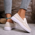 thumbnail image 5 of Rokment Womens Classic Penny Loafers Walking Shoes 2026 Spring Fall Casual Suede Solid Color Platform Chunky Oxfords Driving Business Work Dress Shoes Beige Size 6, 5 of 8