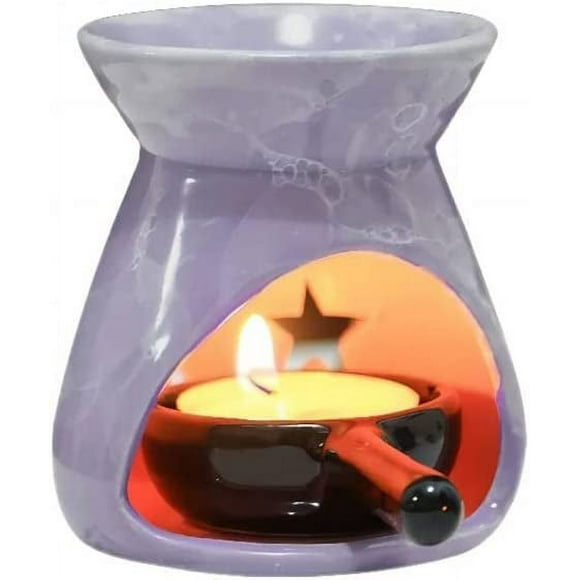 Warmself Quemador de Aceite Esencial de Cerámica Púrpura Portavelas Difusor de Aroma Decorativo