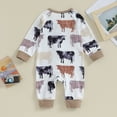 thumbnail image 4 of Okbabeha Western Baby Boy Girl Clothes Newborn Cowboy Outfit Fall Highland Cow Jumpsuit Infant Country Cowgirl Romper, 4 of 7