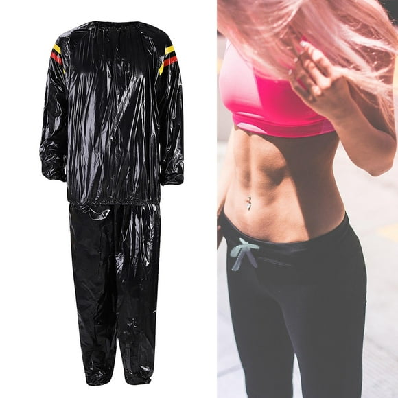 Sweat Suit - ,Women Men Pants Shirt ,Running Track Suit ,Fitness Suit for Exercise Home/Gym , Burning ,Yoga - S Black, S to