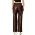 thumbnail image 3 of DARING DIVA Faux Leather Pants for Women's High Waist Straight Leg Punk PU Trousers XS Brown, 3 of 6