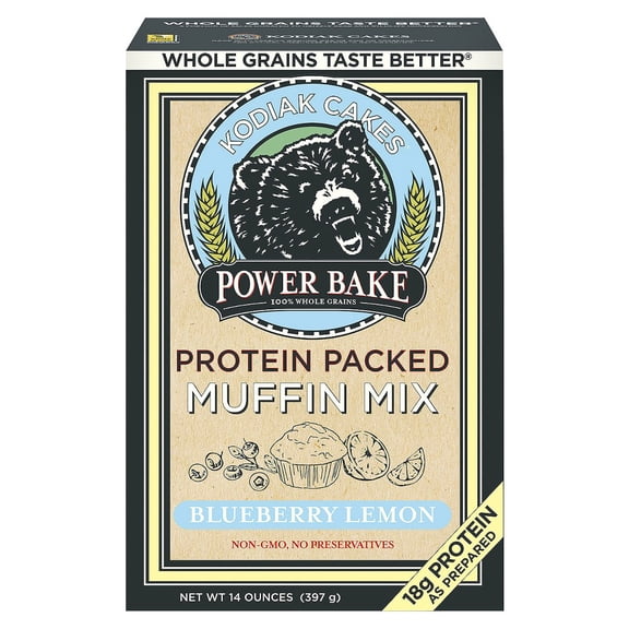Kodiak Cakes Protein Packed Muffin Mix, Blueberry Lemon, 14 oz (Pack of 18)