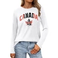 thumbnail image 1 of MHFRRA Camiseta de Manga Larga para Mujer con La Bandera del Día de Canadá y La Hoja de Arce Canadiense. Blanco, 1 of 3