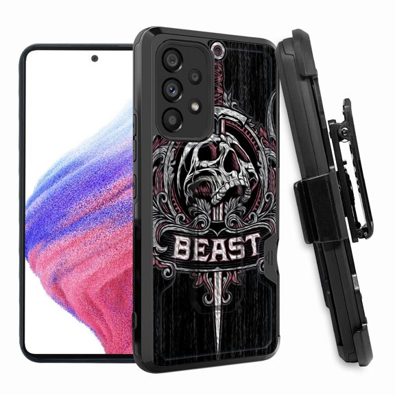 ANJ  Rugged Shockproof Hoster Case w/Card Slot, Kickstand   Tempered Glass Cover for Samsung Galaxy A33 5G - The Beast