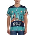 thumbnail image 5 of Easygdp Let's go Travel Men's Muscle T-Shirt Men's Baseball Short Sleeves, for Gym Workout Athletic with Button - Medium, 5 of 9