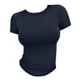 thumbnail image 7 of Tittly T Shirts for Women Going Out Tops Women's Crop T Shirt Girls Summer Pullover Top Women's Thin Round Neck Fashion Short Sleeves Spring Tops for Women Tshirts Shirts Navy S, 7 of 7