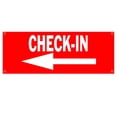 thumbnail image 1 of Check-In Left 13 oz Vinyl Banner With Metal Grommets, 1 of 4